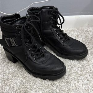 Guess Black Combat Lace-Up Boots